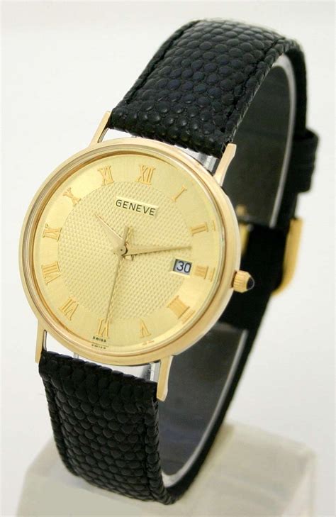 geneve mens watches|geneve 14k solid gold watch.